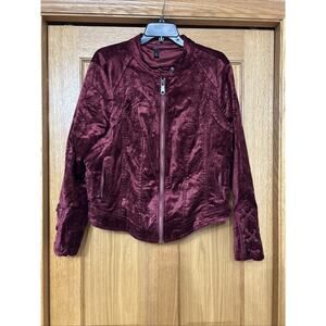 Torrid Velvet Moto Jacket Burgundy Red Zip Up Fairy Goth Mock Neck Size 0